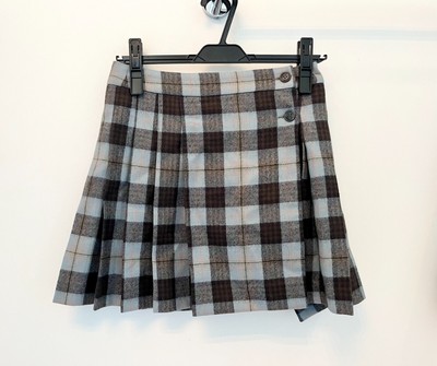 Bonpoint girls 100% wool plaid pleated wrap mini skirt light blue 14 Talissa