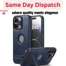 Luxury Business Leather iPhone Case with Invisible Foldable Stand -UK Seller
