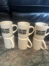 Set Of 6 Manly Men Coffee Mugs M Ware China 3.5” Tall Tea Cocoa Man Masculine