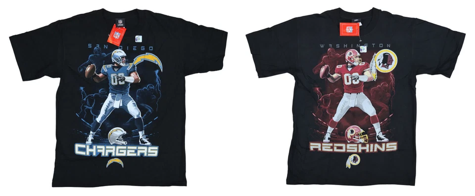 NFL Team Apparel Liquid Blue Quarterback Graphic Crew Neck Men's T-Shirt NWT