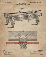 8x10 Pool Table Billiards Photo Poster PATENT ART Print Game Room Decor