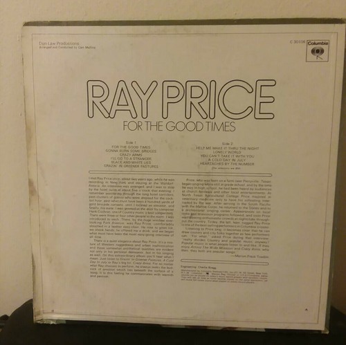 RAY PRICE - For The Good Times - Vinyl Record LP - Picture 2 of 2