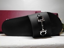 Salvatore Ferragamo BLACK Groove 11 Slide Sandals Size 6M    295    NIB 