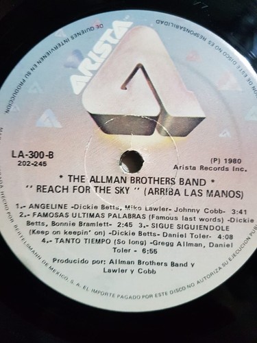 The Allman Brothers Reach for the sky LP 1980 very rare mexican pressing VG VG - Picture 5 of 6