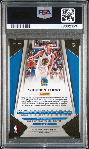Stephen Curry Warriors 2017 Panini Prizm Mosaic Gem Mint PSA 10 #92 - Picture 2 of 2