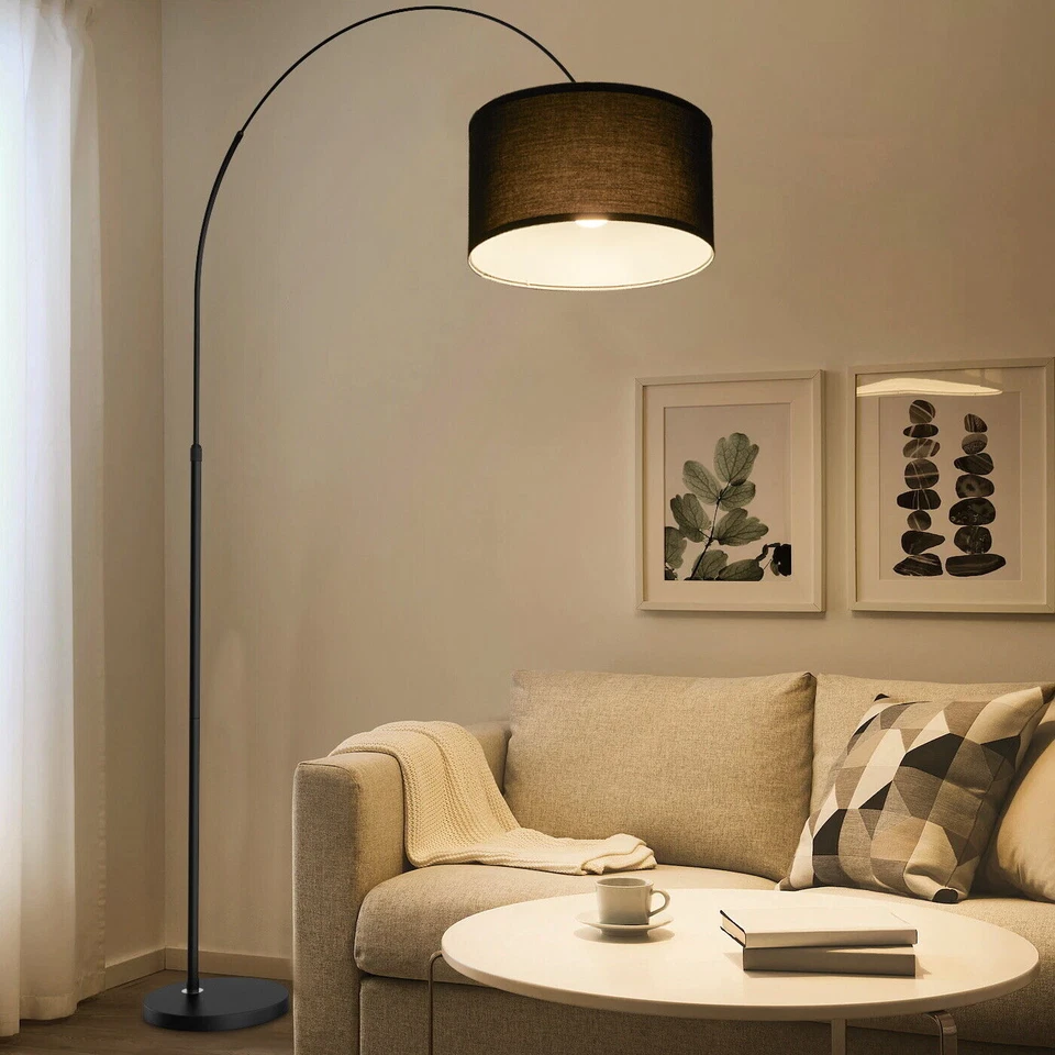 Bogenlampe Bogenleuchte Stehlampe Stoff beige Design E27 Stoffschirm Stehleuchte - Bild 2 von 4