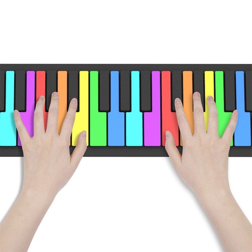 49 Keys Digital Keyboard Portable Rainbow Keys Pianos MIDI Out Gift for Children - Imagen 9 de 10