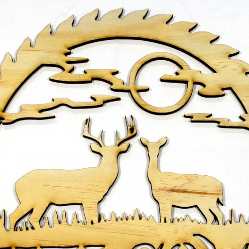 Welcome Deer moon saw night sky silhouette laser cut wood sign 12in x 12in WDS12 - Bild 2 von 4