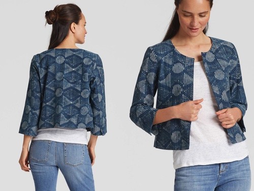 Xs xl Eileen Jakke Cotton Rd Håndmalet Økologisk nk Fisher Indigo Nwt PAwzqn7z