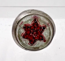 Victorian Picture Nail w Silver Metal & Glass Red w White Star Head