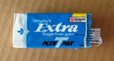 Vintage 1983 Wrigley's EXTRA Sugarfree Gum 15 Ct Pack PlenTPak Open BLUE