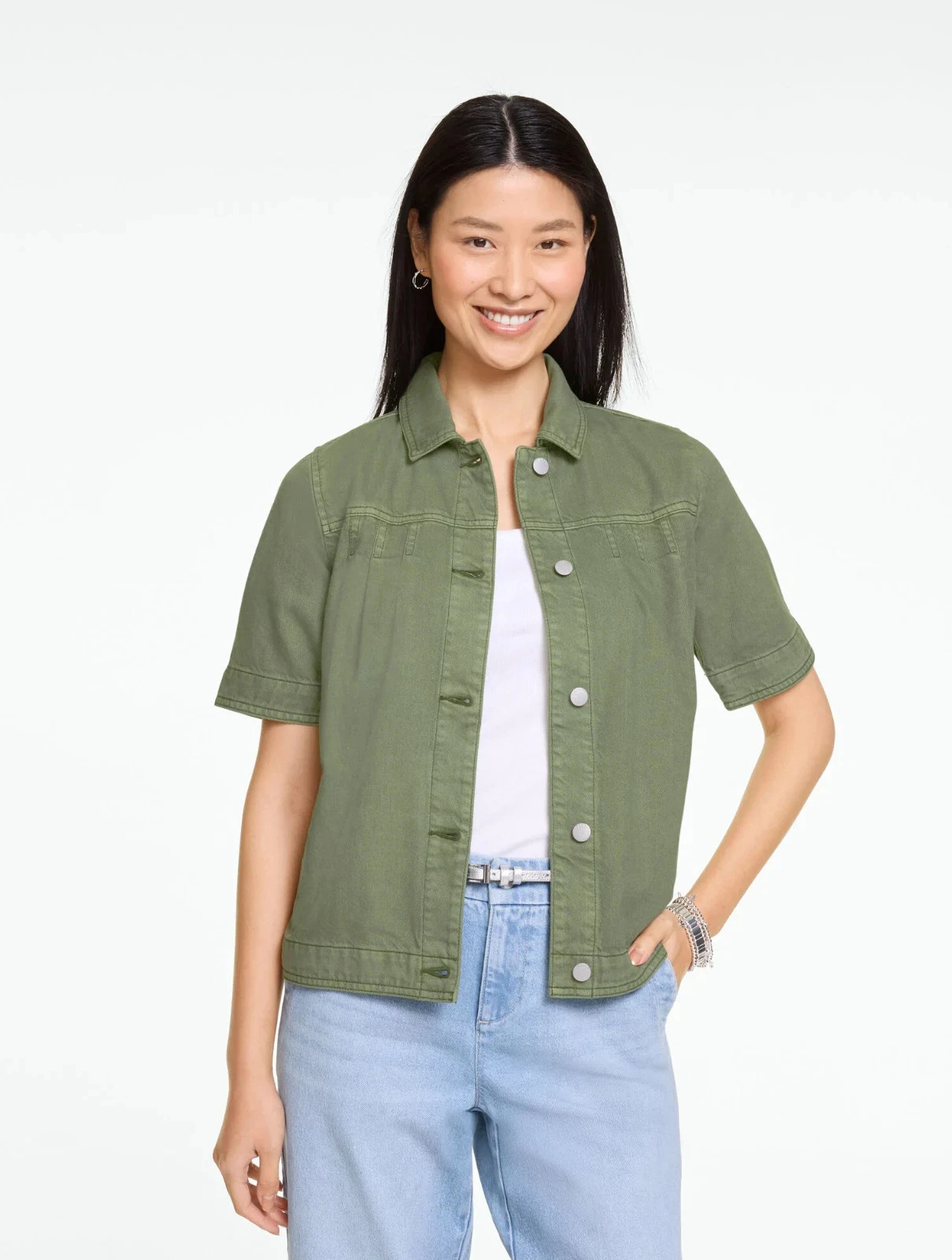 Short Sleeve Jean Jacket at Talbots, NWT $129, color SPRING MOSS