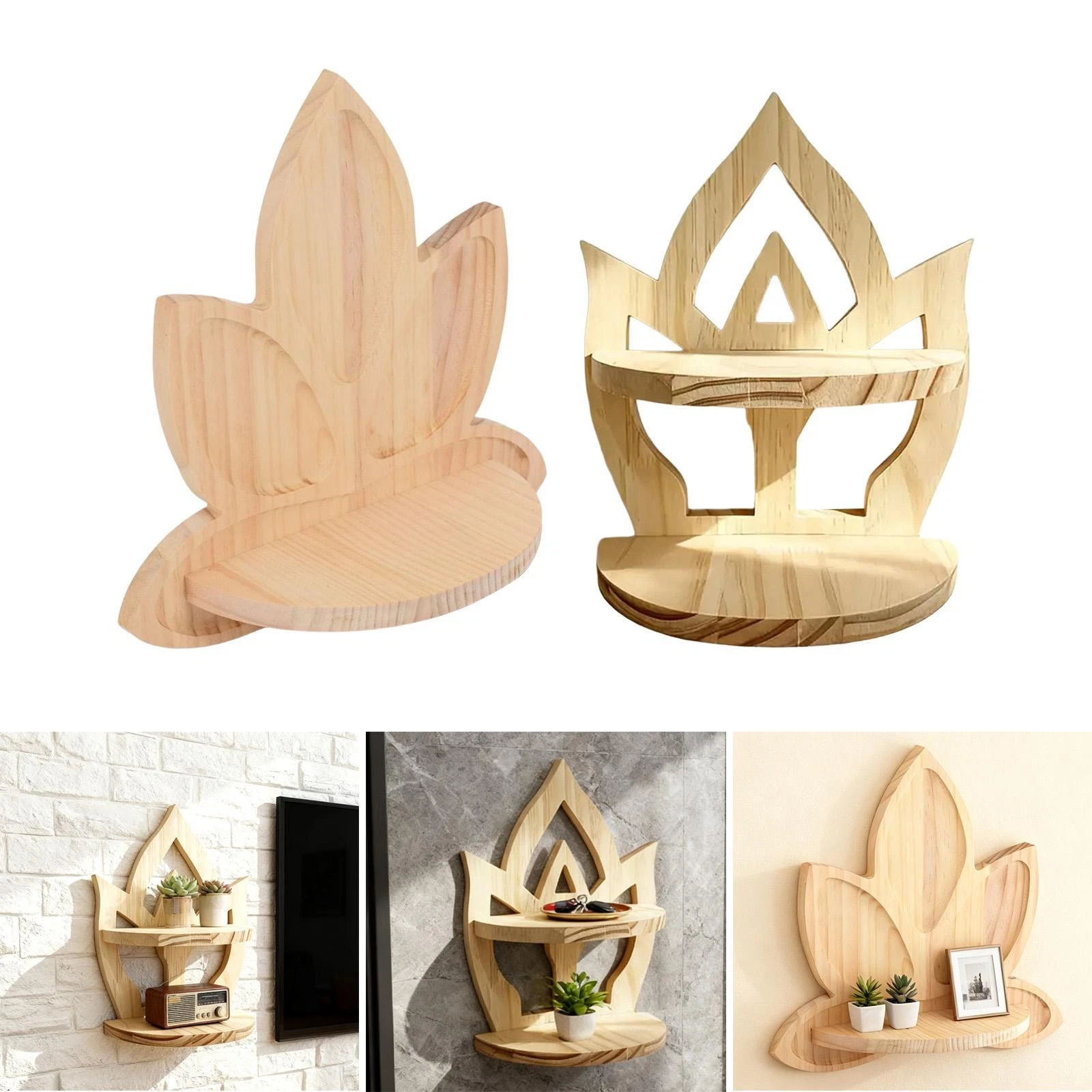 Wooden Wall Shelf Wall Display Organizer Shelf Decorative Trinket Storage Rack