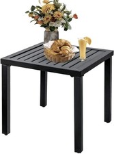 Garden Bistro Small Metal Square Side End Coffee Table Outdoor/Indoor 48cm