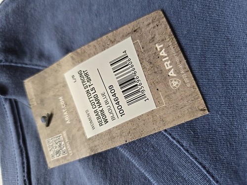 Ariat Rebar Work Hard Live Free Shirt Damen Large L blau V-Ausschnitt Grafik hinten - Bild 4 von 8