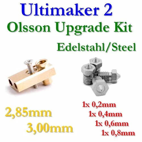 Olsson Block Düsen Edelstahl Nozzle Upgrade Kit 2,85mm & 3,00mm für Ultimaker 2