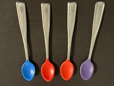 80 The First Years Stainless Steel Baby Spoons Soft Bite Rubber Tip SET OF 4