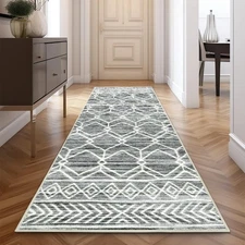 Moroccan Runner Rug 2x8 - Kitchen Machine Washable Runner Rug Modern Geometri...