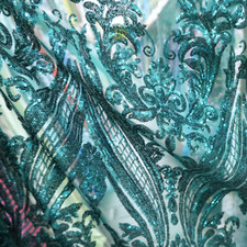 Sequin Embroidered Mesh Fabric, By the Yard