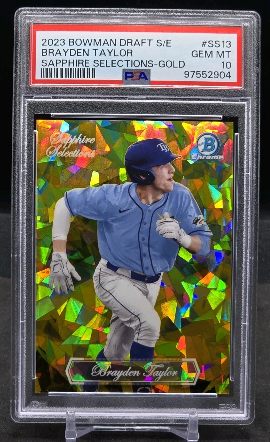 BRAYDEN TAYLOR 2023 BOWMAN DRAFT GOLD SAPPHIRE SELECTIONS PSA 10 SN# 20/50