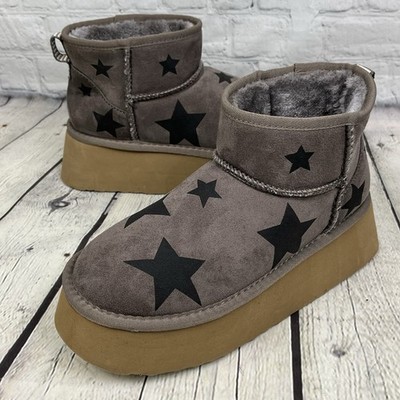 steve madden ブーツ スタッズ付き Steve Madden Fur Lined Ankle Boots Women's Size 6.5 Platform Gray