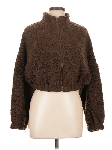 Zaful Women Brown Faux Fur Jacket L