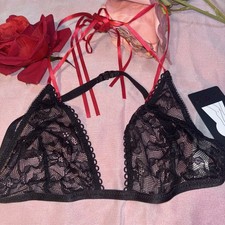 REGGISENO BRA PIZZO RASO YAMAMAY  Col Nero Nastri Rosso T2 ( Cartellino 4)
