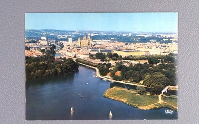 Vintage Metz Aerial View France Postcard by Iris Editions La Cigogne