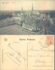 Furnes panorama Veurne Edition Moyez Decock 1919 postmark Cities Towns
