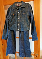 VINTAGE RARE LIQUIDX REPTILE EMBOSSED DENIM FLARE PANTS WITH BOMBER JACKET M/L