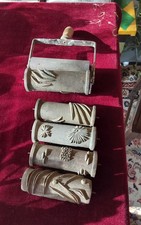5x alte Farbrollen- Musterwalzen- Strukturwalze- Malerrolle 1 x Abrollgerät