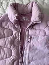 ZARA Girls Puffer Jacket Size 9 134 cm Light Pink Quilted Winter Coat