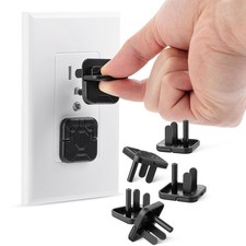 Baby Proof Outlet Covers 10 Pack Black ABS Hidden U Ring Safety Plugs