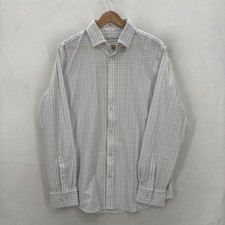 Mizzen Main Leeward Shirt Mens Large White Check Trim Fit Non Iron Stretch Work