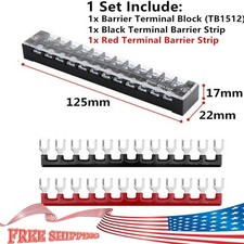 600V 15A 5/10Sets Dual Row Electric Barrier Strip Block 12P Screws Terminal