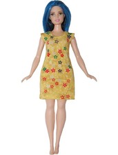 Handmade Short Dress for Curvy Fashion Doll Clothes Yellow Gold flowers