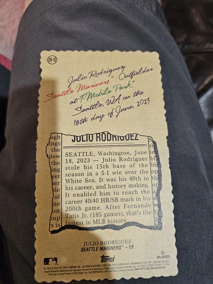 2023 Topps Heritage High Deckle Edge Boxloader Julio Rodriguez #DB-10 - Image 2 of 2