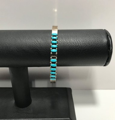 Vintage ZUNI V. Mariza Natural Turquoise Sterling Silver Cuff Bracelet