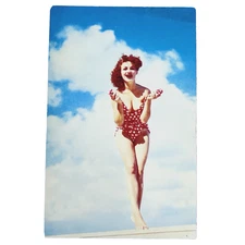 Postcard Model in Polka Dot Bathing Swim Suit Catch