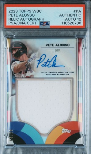 2023 Topps World Baseball Classic Pete Alonso Relic /99 Auth Auto PSA 10 Pop 1!