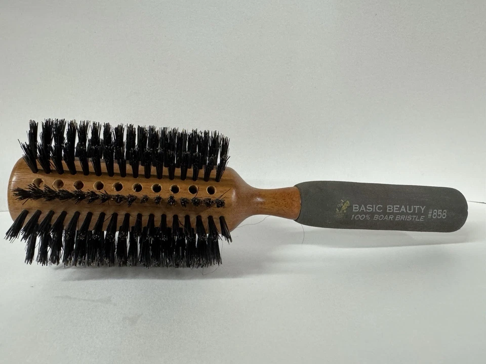 Cepillo de secado grande de 3" 100% cerdas de jabalí, ventilado, madera y mango cómodo 12 filas Foto 3 de 4