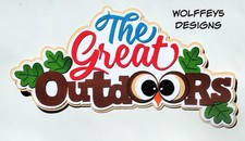 CRAFTECAFE OUTDOOR CAMP KID TITLE premade paper piecing scrapbook DIECUT PIECE