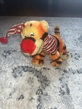 Disney Christmas Tigger plush 6  Tall Wearing Red And White PJ  s