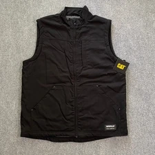 CAT Caterpillar Sherpa Lined Canvas Vest Adult X-Large Black Outdoor Workwear