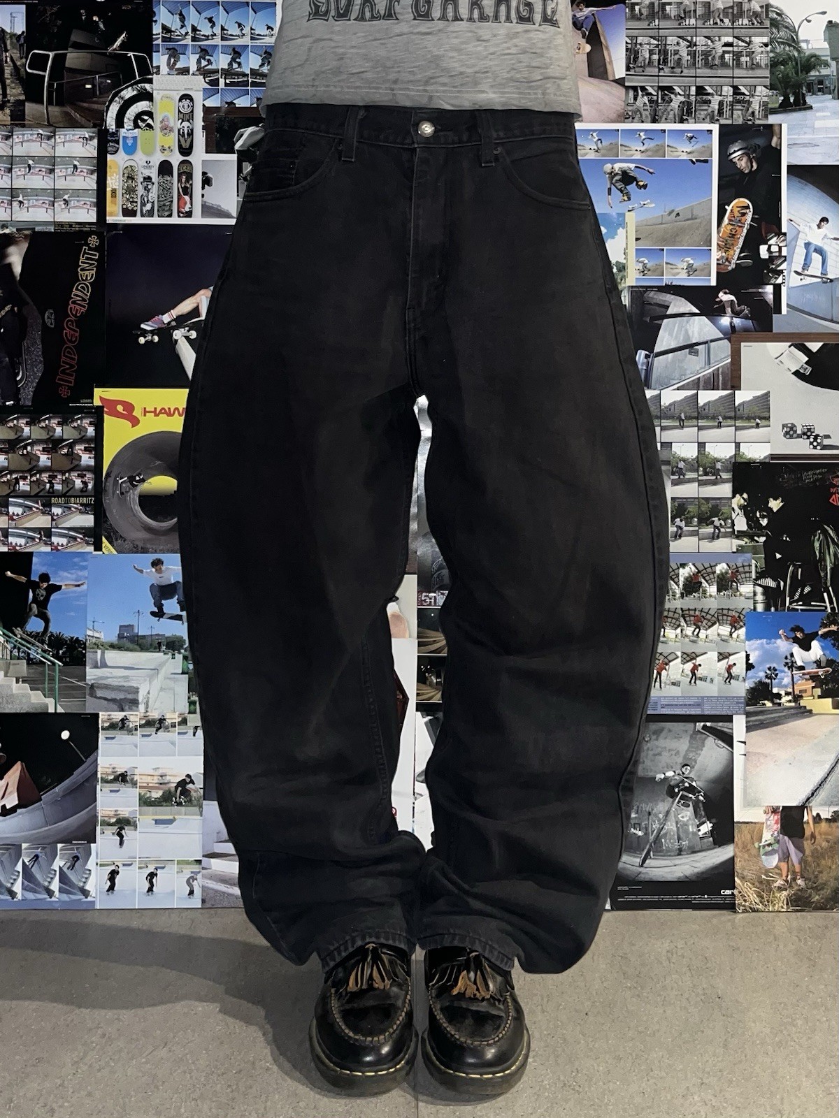 Jeans LEVI’s 578 32x34 EUR44 Super Baggy Black Loose Fit Y2k Wide Leg Denim Rave