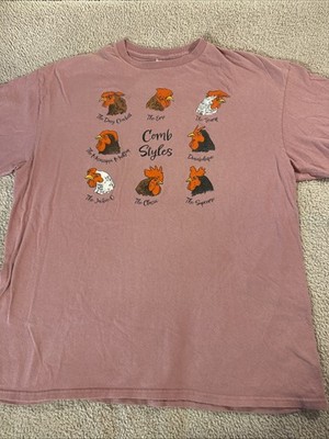 Chicken Comb Styles T Shirt XL Womens or L Mens Fashion Chicken Collector