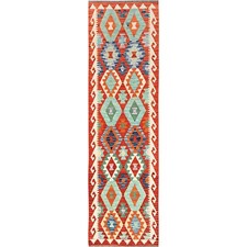 2'7"x9'8" Colorful Afghan Kilim 100% Wool Rug Flat Weave Hand Woven Runner 1953