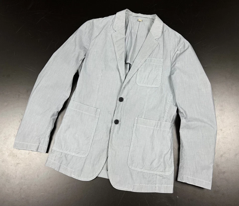 Подлинный мужской BURBERRY BRIT серый 2 кнопки Sport Blazer в полоску куртка размер 46 S/M - Изображение 2 из 4