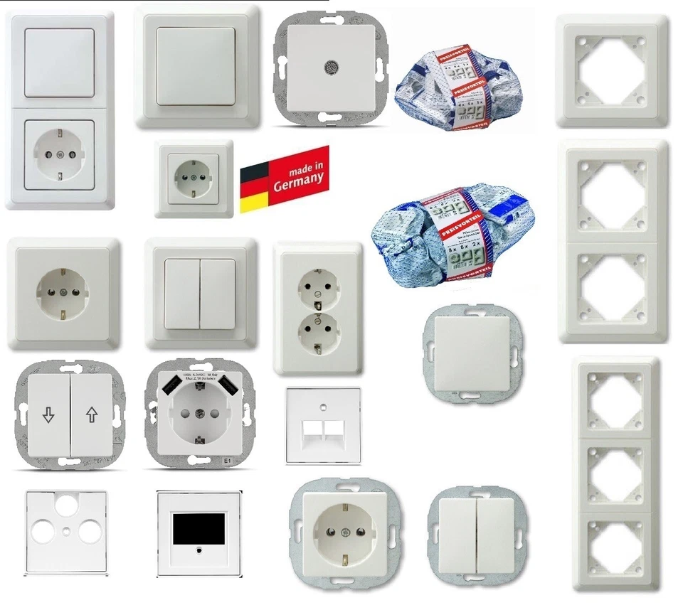 REV PrimaLuxe weiß Schalter Taster Steckdose Rahmen Dimmer zusammenstellen