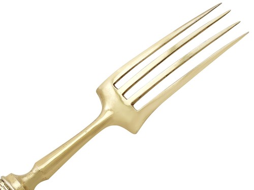 Indian Silver Gilt and Agate Handled Travelling Knife and Fork - Antique Circa 1 - 第 6/12 張圖片